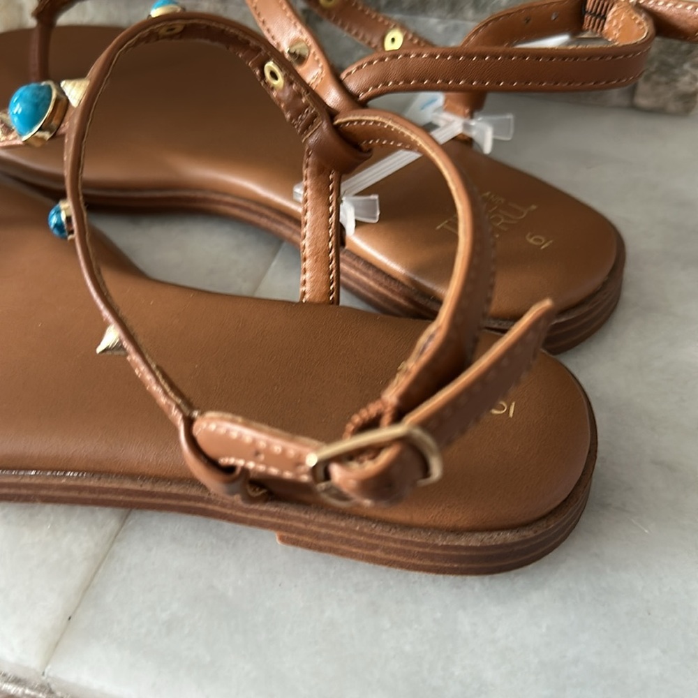 Time and Tru Women's Jeweled T-Strap Sandal Size 6 - Picture 4 of 8